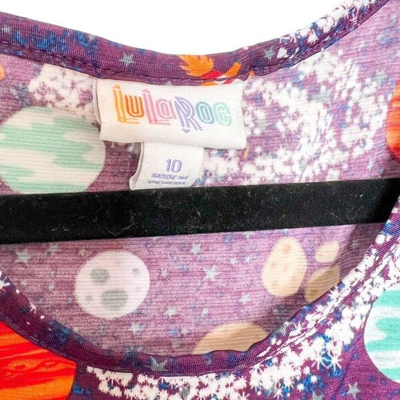 Lularoe Girls Space Galaxy Planet Rocket Ship Purple Dress w/ Pockets Size 10 - Picture 3 of 4